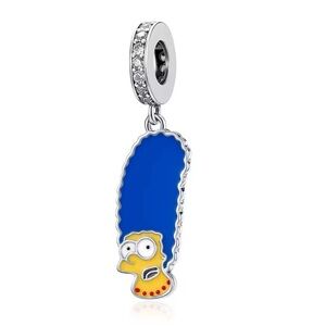 Marge Simpson sparkling charm with the iconic blue hair, S925